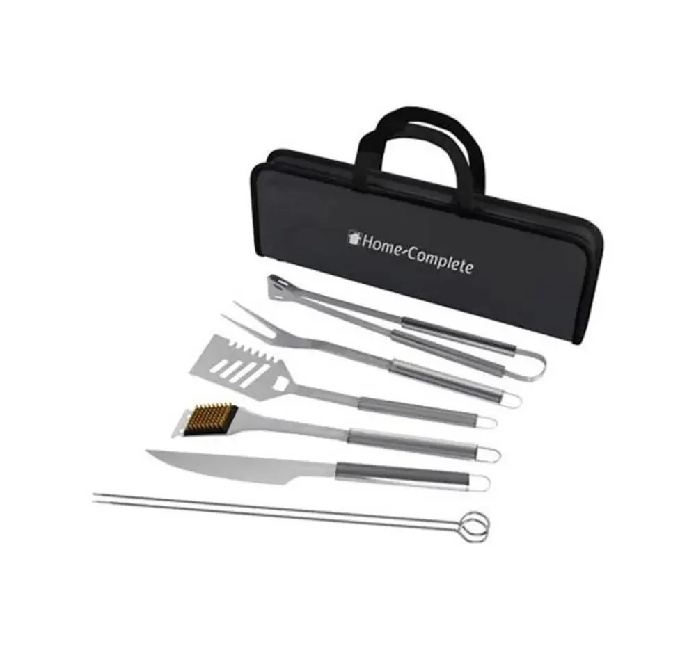 Home-Complete 7-Piece BBQ Grill Tool Kit - Stnless Steel BBQ Accessories Kit Set